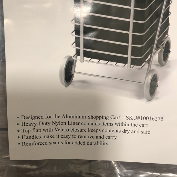 NIB heavy duty shopping cart liner in black nylon top flap Velcro closure - Picture 2 of 13